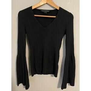 French Connection Sweater Womens Small Flare Sleeve Ribbed Knit Pullover Top